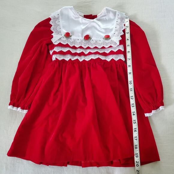 Vintage Evy Red Velvet Dress 4t - Picture 4 of 7